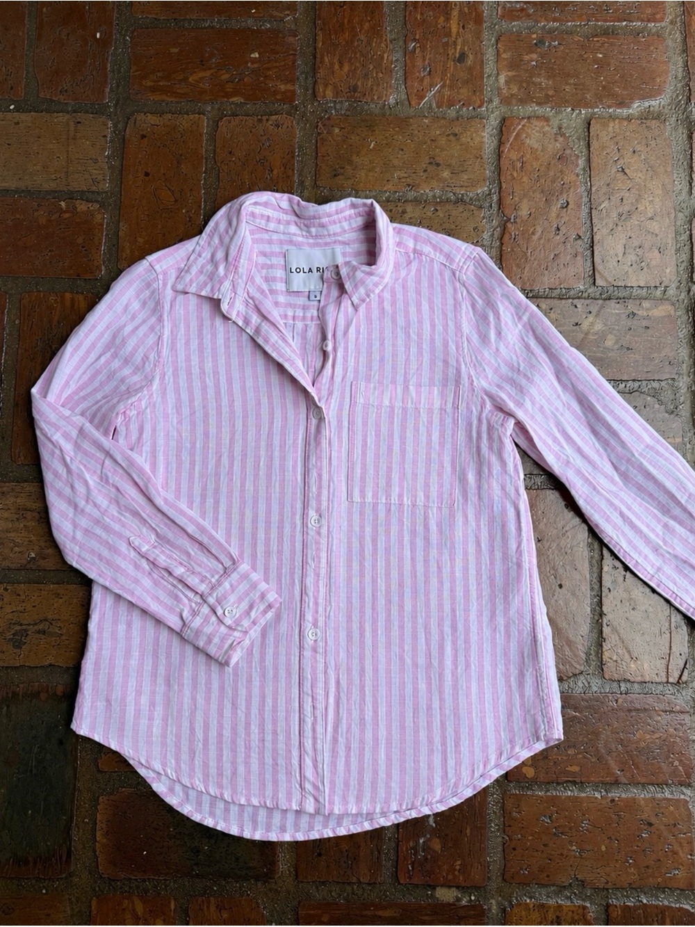Pink & White Striped Button-Up Shirt